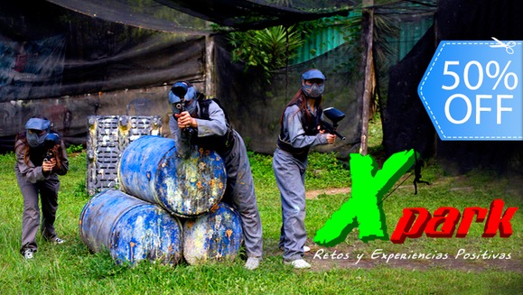 [Image: ¡Paga Q118 en lugar de Q235 por Día de Diversión Extrema con Paintball para 2 que Incluye: Entradas al Parque + 200 Paintballs + Equipo de Seguridad: Máscara, Chaleco y Marcadora +Tanque de Aire + Uso del Campo + 2 Combos de Pizza y Bebida en Xpark!m]