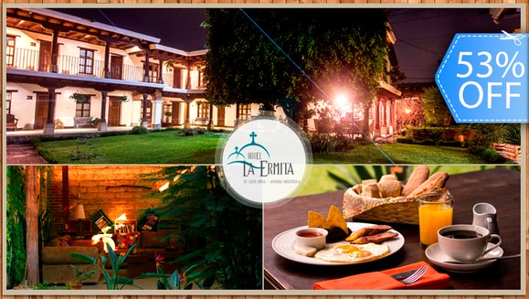 [Image: ¡Paga Q399 en vez de Q840 por Estadía de 1 Noche para 2 Personas + 2 Desayunos en Hotel La Ermita en Antigua Guatemala!m]