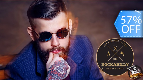 [Image: ¡Paga Q40 en lugar de Q94 por Corte de Cabello + Lavado con Shampoo de Keratina + Peinado + Aplicación de Cera “Suavecito Pomade” + 1 Bebida Gaseosa o Cerveza en Rockabilly Barber Shop!m]
