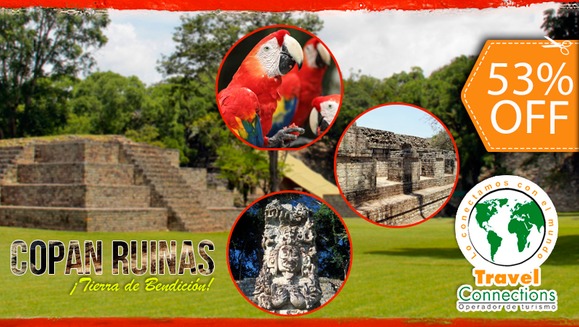 [Image: ¡Qué Comiencen las Vacaciones! ¡Paga $40 en lugar de $85 por Tour Guiado a las Ruinas de Copán + Asistencia Migratoria + Snacks a Bordo con Travel Connections! ¡SOLO 50 CUPONES DISPONIBLES!m]