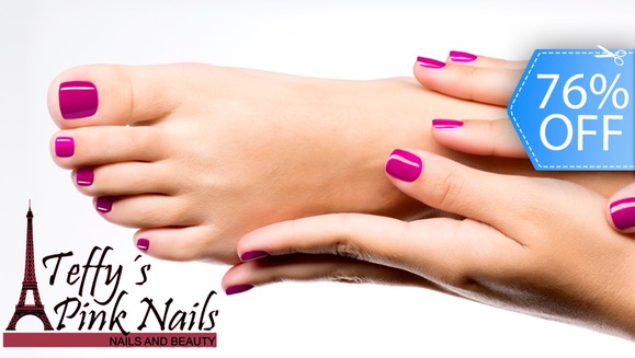 [Image: ¡Paga Q79 en lugar de Q325 por Manicure y Pedicure Spa + Gelish en Manos + Aplicación de Esmalte en Pies en Teffy's Pink Nails!m]