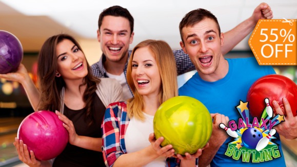 [Image: ¡Paga $10 en lugar de $22 por 1 Hora de Boliche para 5 personas + Alquiler de 5 Pares de Zapatos en Galaxy Bowling!m]
