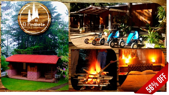 [Image: ¡Paga $55 en lugar de $125 por Estadía de 1 Noche para 4 Personas en Cabaña o Habitación + 4 Almuerzos + Fogata Nocturna + Karaoke + Juegos de Mesa + Uso de Pit´s Cars! ¡Solo 63 Cupones Disponibles!m]