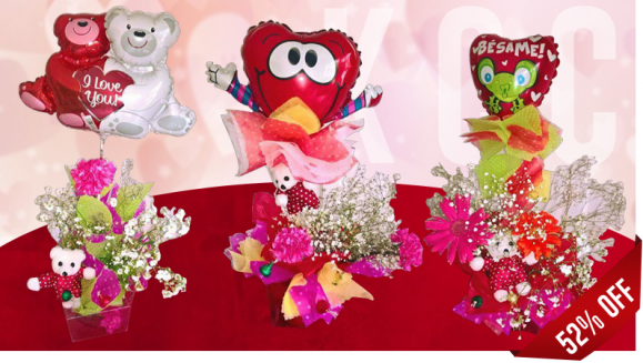 [Image: ¡Paga $13 en lugar de $27 por Arreglo de San Valentín con Globo Metálico a Elección + Peluche Pequeño + Flores Naturales + 10 Chocolates y Dulces + Tarjeta + Base Decorada!m]