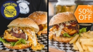 [Imagen:¡Paga $9 en Lugar de $17.98 por 2 Hamburguesas a Elección entre Chanchona, Gordibuena, Burguesita, Camarón Vaquero o Maximus Gordelius + Papas Fritas!]