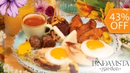 [Image: ¡Linda Vista Garden: Desayunos para 2! ¡Paga $12 en Vez de $20.90 por 2 Desayunos Típicos que Incluyen: 2 Huevos al Gusto, 2 Chorizos de Tusa, 2 Mini Pupusas, 2 Panes de Bollo, Frijoles Refritos,  Plátanos y Queso + 2 Cafés + 2 Jugos de Naranja!m]