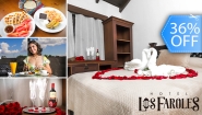 [Image: ¡Paga Q699 en Vez de Q1,100 por Estadía Romántica para 2 Personas que Incluye: 1 Noche de Hospedaje en Hotel Los Faroles + Decoración Romántica con Pétalos de Rosa + Vino + 2 Desayunos!m]