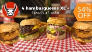 [Image: ¡Paga $25 en Lugar de $54 por 4 Hamburguesas XL + 4 Papas + 4 Sodas!m]